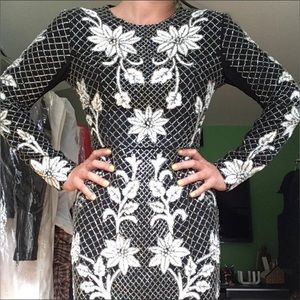 Needle&thread floral mesh sequins Dress in black dress 4